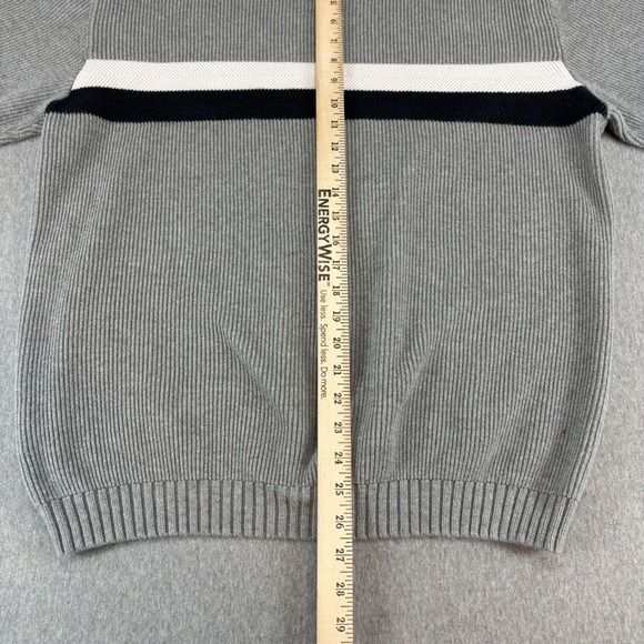 Chaps Ralph Lauren Sweater Men's XL Gray Ribbed Knit Crew Neck Stripe Preppy - Picture 12 of 13